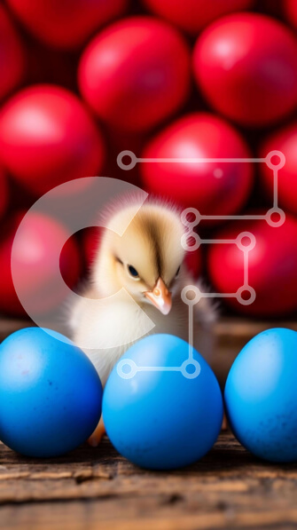 Σετ των 2 Intra Συλλεκτικό Ξύλινο Παζλ Plywood  4mm - Χαριτωμένη κίτρινη πάπια με μπλε αυγά Σε Ξύλινο Κουτί - Διαστάσεις: 10x10 cm – 25 κομμάτια