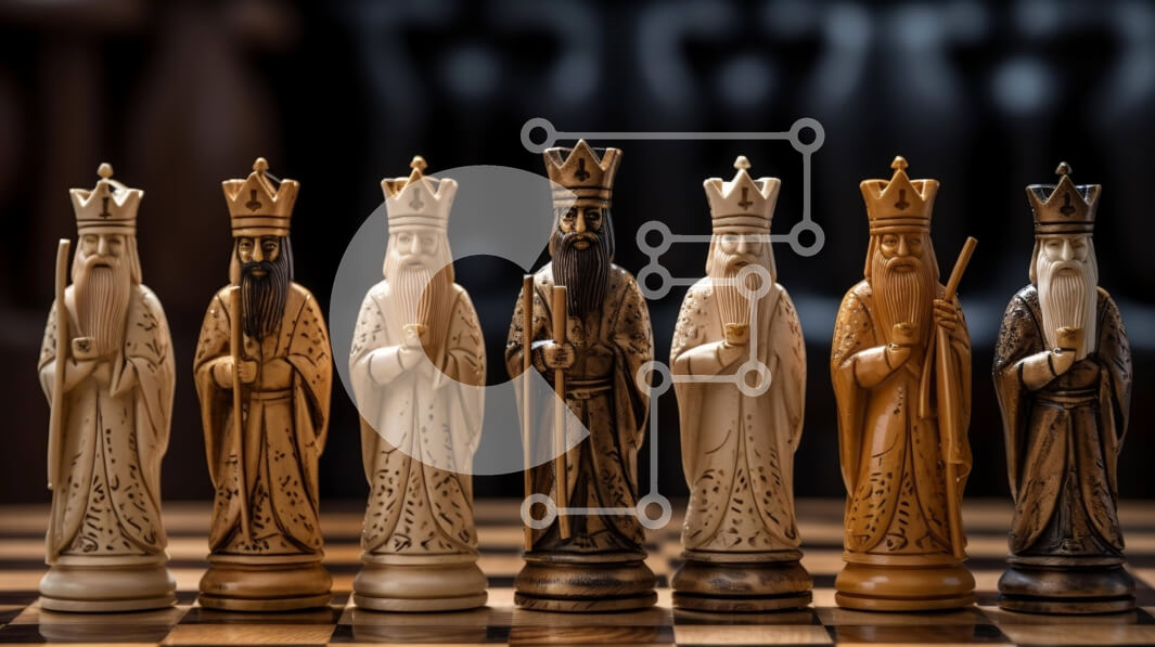 Intra Συλλεκτικό Ξύλινο Παζλ Plywood  4mm - Ξύλινα κομμάτια σκακιού: Ιππότες και βασιλιάδες Σε Ξύλινο Κουτί - Διαστάσεις: 10x10 cm – 25 κομμάτια