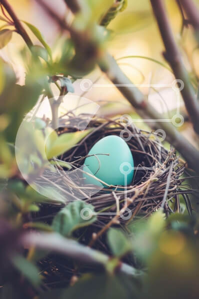 Σετ των 2 Intra Συλλεκτικό Ξύλινο Παζλ Plywood  4mm - Φρέσκο ​​μπλε αυγό στη φωλιά βελανιδιάς Σε Ξύλινο Κουτί - Διαστάσεις: 10x10 cm – 25 κομμάτια