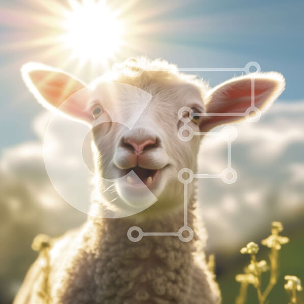 Intra Συλλεκτικό Ξύλινο Παζλ Plywood  4mm - Αξιολάτρευτη εικόνα του προσώπου ενός αρνιού σε ένα χωράφι με γρασίδι και λουλούδια Σε Ξύλινο Κουτί - Διαστάσεις: 10x10 cm – 25 κομμάτια