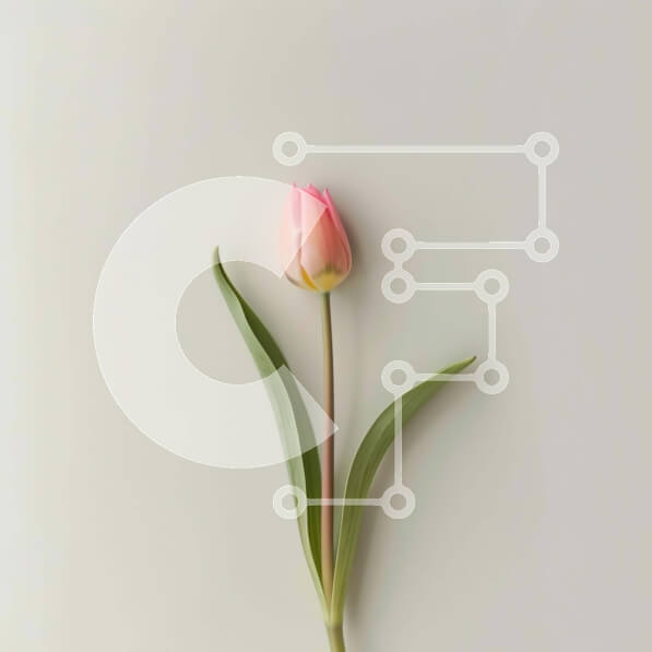 Intra Συλλεκτικό Ξύλινο Παζλ Plywood  4mm - Μονό ροζ λουλούδι τουλίπας σε ανοιχτόχρωμο φόντο Σε Ξύλινο Κουτί - Διαστάσεις: 10x10 cm – 25 κομμάτια