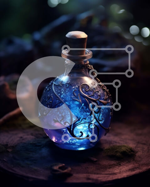 Intra Συλλεκτικό Ξύλινο Παζλ Plywood  4mm - Εκπληκτική εικόνα του μπλε λαμπερού υγρού σε ένα μπουκάλι Σε Ξύλινο Κουτί - Διαστάσεις: 10x10 cm – 25 κομμάτια