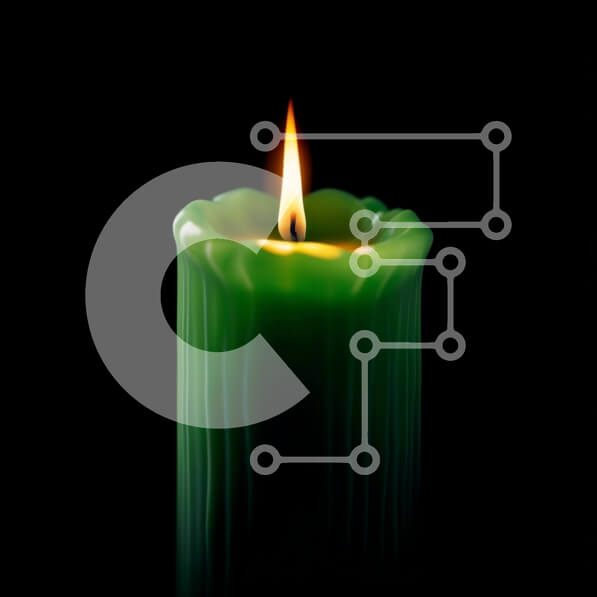 Intra Συλλεκτικό Ξύλινο Παζλ Plywood  4mm - Εκπληκτική εικόνα ενός πράσινου κεριού με ένα αναμμένο φυτίλι Σε Ξύλινο Κουτί - Διαστάσεις: 10x10 cm – 25 κομμάτια