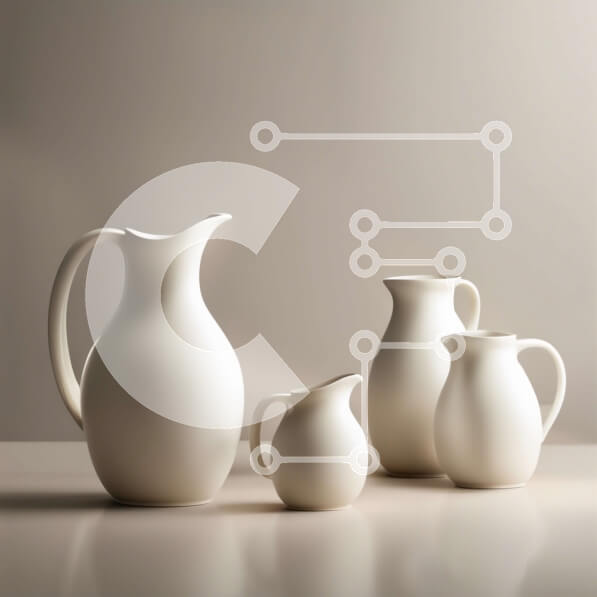 Intra Συλλεκτικό Ξύλινο Παζλ Plywood  4mm - Κομψές και κομψές λευκές κεραμικές στάμνες σε μοντέρνα γκρίζα επιφάνεια Σε Ξύλινο Κουτί - Διαστάσεις: 10x10 cm – 25 κομμάτια