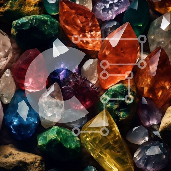 Intra Συλλεκτικό Ξύλινο Παζλ Plywood  4mm - Όμορφη εικόνα πολύχρωμων πολύτιμων λίθων σε σκούρο φόντο Σε Ξύλινο Κουτί - Διαστάσεις: 10x10 cm – 25 κομμάτια