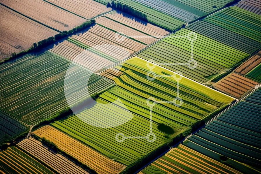 Intra Συλλεκτικό Ξύλινο Παζλ Plywood  4mm - Όμορφη εναέρια άποψη ενός αγροκτήματος με αυξανόμενες καλλιέργειες Σε Ξύλινο Κουτί - Διαστάσεις: 10x10 cm – 25 κομμάτια