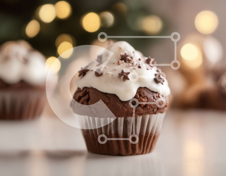 Σετ των 2 Intra Συλλεκτικό Ξύλινο Παζλ Plywood  4mm - Cupcakes σοκολάτας με ψεκασμούς και αστέρια Σε Ξύλινο Κουτί - Διαστάσεις: 10x10 cm – 25 κομμάτια