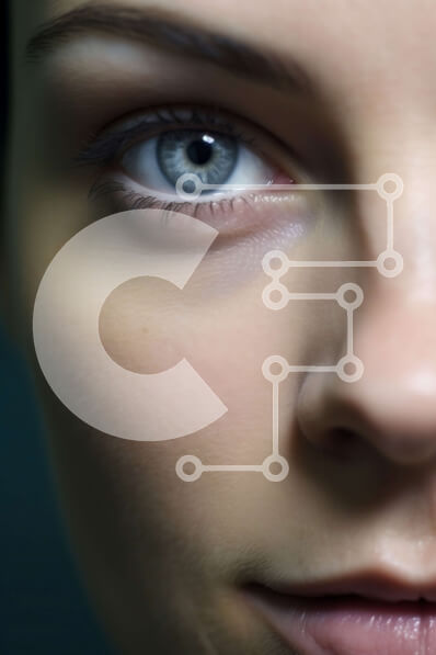 Intra Συλλεκτικό Ξύλινο Παζλ Plywood  4mm - Εκπληκτικό κοντινό πλάνο γυναικείου προσώπου με φωτεινά μπλε μάτια και μακριές βλεφαρίδες Σε Ξύλινο Κουτί - Διαστάσεις Puzzle: 10x10 cm – 25 κομμάτια