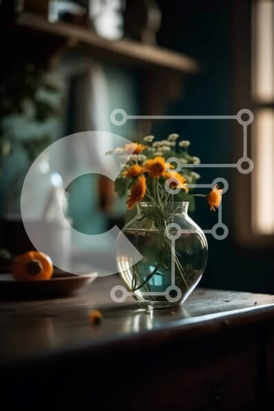 Intra Συλλεκτικό Ξύλινο Παζλ Plywood  4mm - Όμορφη εσωτερική διακόσμηση: Κίτρινα λουλούδια σε βάζο σε ξύλινο τραπέζι Σε Ξύλινο Κουτί - Διαστάσεις Puzzle: 10x10 cm – 25 κομμάτια