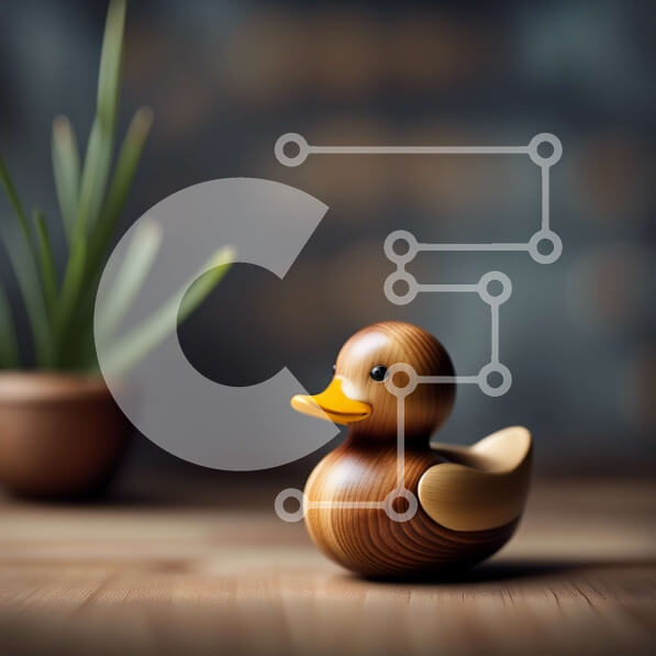 Intra Συλλεκτικό Ξύλινο Παζλ Plywood  4mm - Ρουστίκ ξύλινη πάπια και παχύφυτο σε σκούρο φόντο με υφή Σε Ξύλινο Κουτί - Διαστάσεις: 10x10 cm – 25 κομμάτια