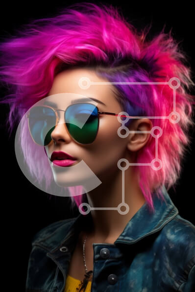 Intra Συλλεκτικό Ξύλινο Παζλ Plywood  4mm - Πολύχρωμα γυαλιά ηλίου και ροζ μαλλιά γυναίκα Σε Ξύλινο Κουτί - Διαστάσεις Puzzle: 10x10 cm – 25 κομμάτια