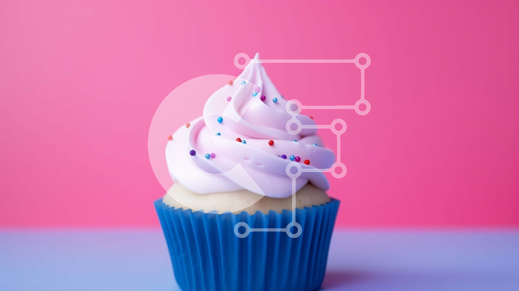 Σετ των 2 Intra Συλλεκτικό Ξύλινο Παζλ Plywood  4mm - Cupcake με λευκό γλάσο και πασπαλίζει σε ένα μπλε πιάτο Σε Ξύλινο Κουτί - Διαστάσεις: 10x10 cm – 25 κομμάτια