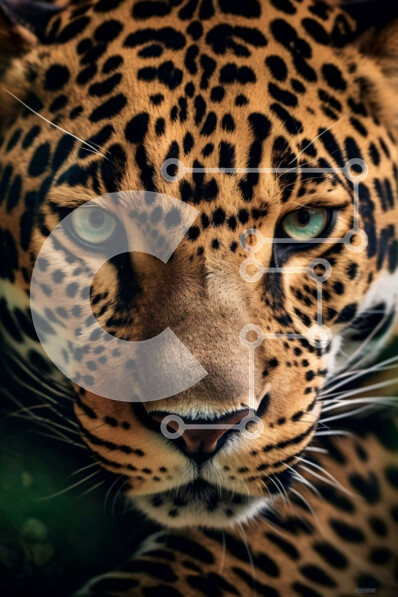 Σετ των 2 Intra Συλλεκτικό Ξύλινο Παζλ Plywood  4mm - Κοντινό πλάνο του προσώπου μιας Jaguar με πράσινα μάτια Σε Ξύλινο Κουτί - Διαστάσεις: 10x10 cm – 25 κομμάτια