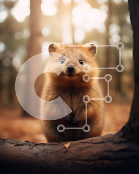 Intra Συλλεκτικό Ξύλινο Παζλ Plywood  4mm - Χαριτωμένη εικόνα ενός χνουδωτού καφέ ζώου σε ένα δάσος Σε Ξύλινο Κουτί - Διαστάσεις: 10x10 cm – 25 κομμάτια