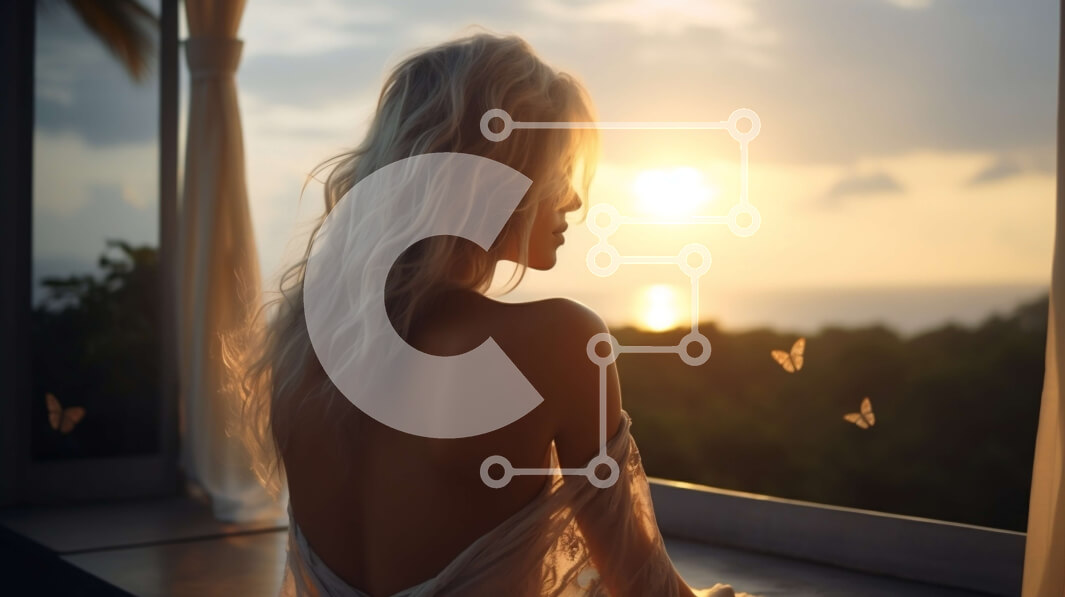 Intra Συλλεκτικό Ξύλινο Παζλ Plywood  4mm - Γυναίκα με λευκό φόρεμα που κοιτάζει έξω από το παράθυρο στο ηλιοβασίλεμα Σε Ξύλινο Κουτί - Διαστάσεις: 10x10 cm – 25 κομμάτια