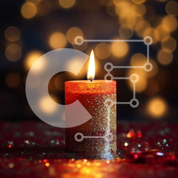 Intra Συλλεκτικό Ξύλινο Παζλ Plywood  4mm - Άνετη ατμόσφαιρα διακοπών με κόκκινο κερί και χριστουγεννιάτικα φώτα Σε Ξύλινο Κουτί - Διαστάσεις: 10x10 cm – 25 κομμάτια