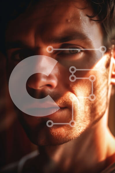 Intra Συλλεκτικό Ξύλινο Παζλ Plywood  4mm - Σοβαρό πορτρέτο ενός άνδρα σε ένα άσπρο tank-top Σε Ξύλινο Κουτί - Διαστάσεις Puzzle: 10x10 cm – 25 κομμάτια