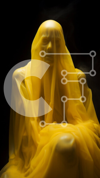 Intra Συλλεκτικό Ξύλινο Παζλ Plywood  4mm - Κίτρινη φιγούρα με ημιδιαφανές ύφασμα Σε Ξύλινο Κουτί - Διαστάσεις Puzzle: 10x10 cm – 25 κομμάτια