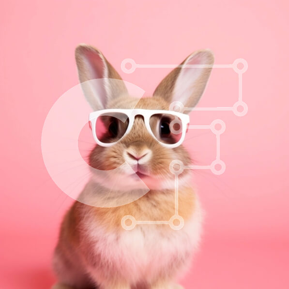 Intra Συλλεκτικό Ξύλινο Παζλ Plywood  4mm - Χαριτωμένη εικόνα ενός κουνελιού που φοράει γυαλιά ηλίου σε ροζ φόντο Σε Ξύλινο Κουτί - Διαστάσεις: 10x10 cm – 25 κομμάτια