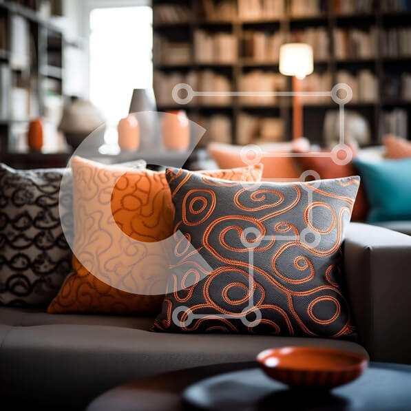 Intra Συλλεκτικό Ξύλινο Παζλ Plywood  4mm - Κομψό σαλόνι με γκρι καναπέ και πολύχρωμα μαξιλάρια Σε Ξύλινο Κουτί - Διαστάσεις Puzzle: 10x10 cm – 25 κομμάτια