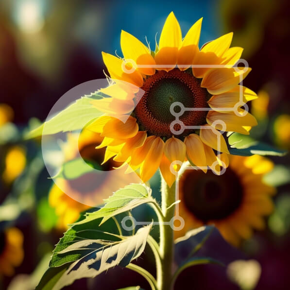 Intra Συλλεκτικό Ξύλινο Παζλ Plywood  4mm - Όμορφη κοντινή εικόνα ενός ηλίανθου σε ένα χωράφι Σε Ξύλινο Κουτί - Διαστάσεις: 10x10 cm – 25 κομμάτια