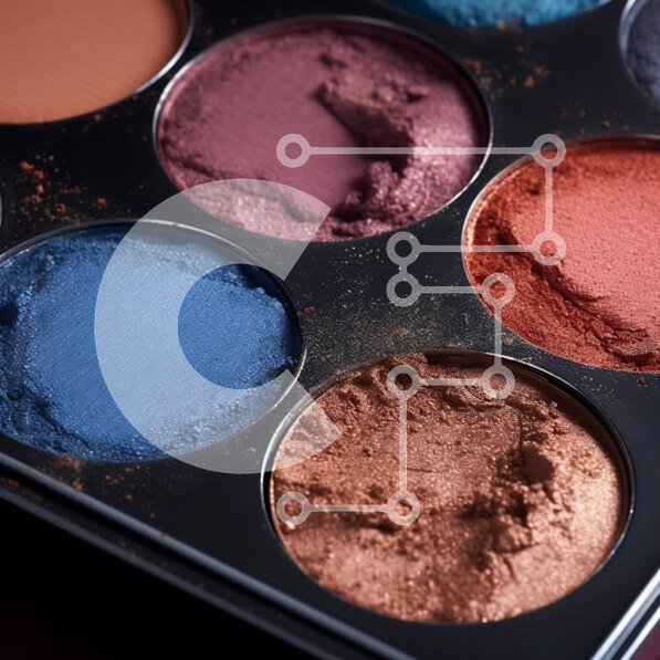 Σετ των 2 Intra Συλλεκτικό Ξύλινο Παζλ Plywood  4mm - Κοντινή όψη μιας παλέτας μακιγιάζ με μπλε, μωβ και πορτοκαλί σκιά ματιών Σε Ξύλινο Κουτί - Διαστάσεις: 10x10 cm – 25 κομμάτια