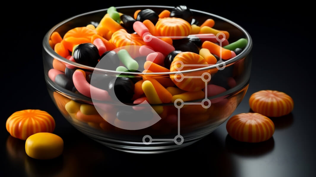 Σετ των 2 Intra Συλλεκτικό Ξύλινο Παζλ Plywood  4mm - Ανάμικτες καραμέλες σε ένα διάφανο γυάλινο μπολ Σε Ξύλινο Κουτί - Διαστάσεις: 10x10 cm – 25 κομμάτια