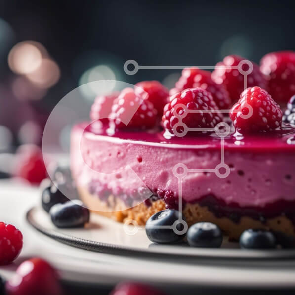 Σετ των 2 Intra Συλλεκτικό Ξύλινο Παζλ Plywood  4mm - Νόστιμο cheesecake ροζ βατόμουρο με φρέσκα σμέουρα Σε Ξύλινο Κουτί - Διαστάσεις: 10x10 cm – 25 κομμάτια