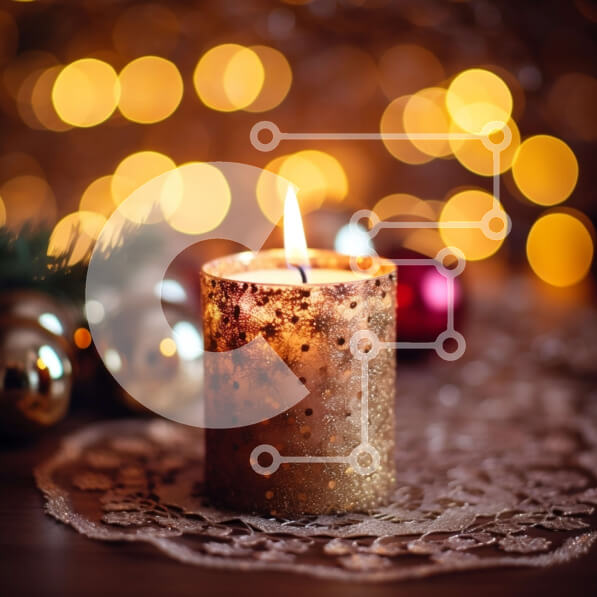 Intra Συλλεκτικό Ξύλινο Παζλ Plywood  4mm - Άνετο Χριστουγεννιάτικο κερί και διακοσμητικά Σε Ξύλινο Κουτί - Διαστάσεις: 10x10 cm – 25 κομμάτια