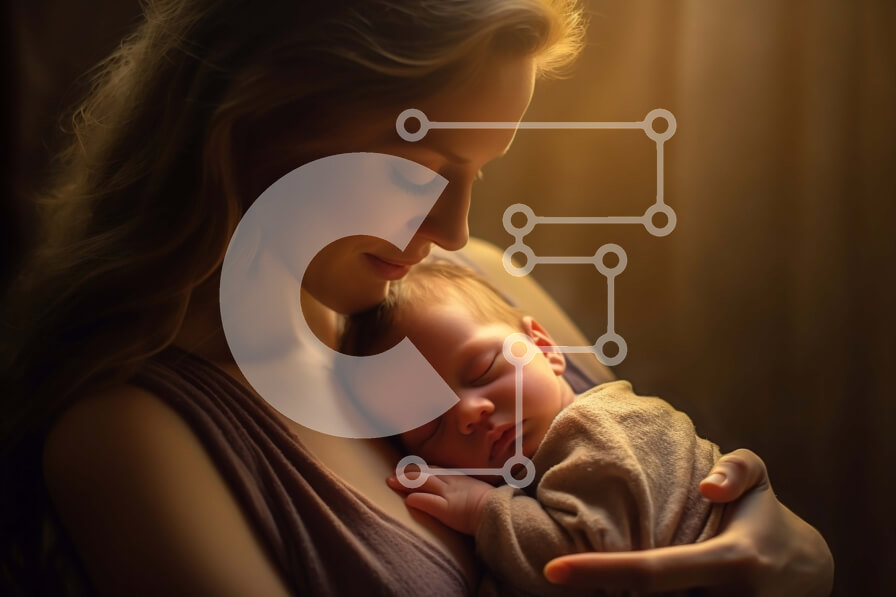 Intra Συλλεκτικό Ξύλινο Παζλ Plywood  4mm - Η οικεία στιγμή μιας μητέρας που κρατά το νεογέννητο μωρό της Σε Ξύλινο Κουτί - Διαστάσεις Puzzle: 10x10 cm – 25 κομμάτια