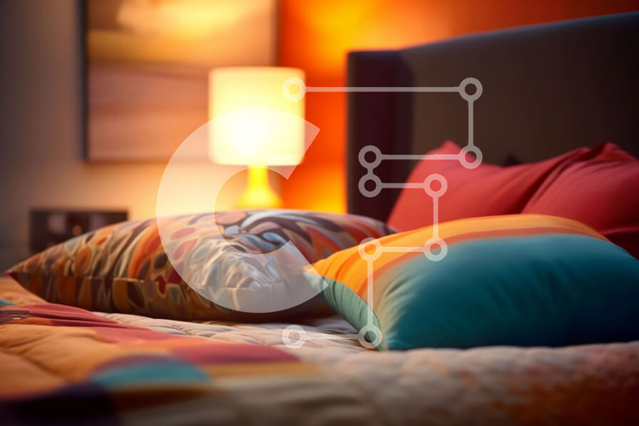 Intra Συλλεκτικό Ξύλινο Παζλ Plywood  4mm - Άνετο και πολύχρωμο υπνοδωμάτιο με θέα Σε Ξύλινο Κουτί - Διαστάσεις Puzzle: 10x10 cm – 25 κομμάτια