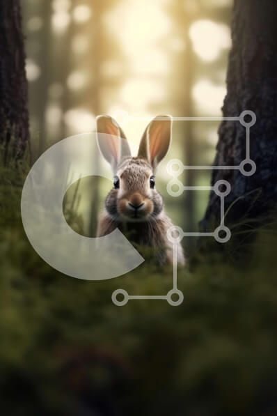 Σετ των 2 Intra Συλλεκτικό Ξύλινο Παζλ Plywood  4mm - Αξιολάτρευτη εικόνα ενός περίεργου κουνελιού σε ένα φυσικό δάσος Σε Ξύλινο Κουτί - Διαστάσεις: 10x10 cm – 25 κομμάτια