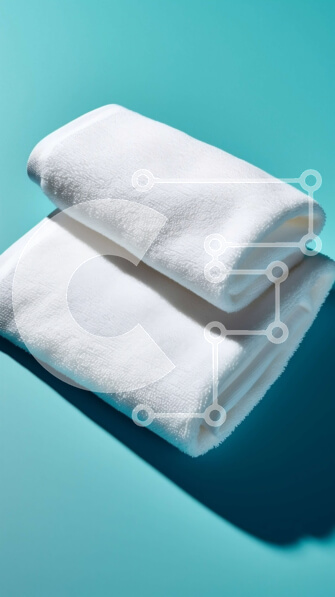 Intra Συλλεκτικό Ξύλινο Παζλ Plywood  4mm - Λευκές πετσέτες σε μπλε επιφάνεια - Φωτογραφία Αρχείου Σε Ξύλινο Κουτί - Διαστάσεις Puzzle: 10x10 cm – 25 κομμάτια