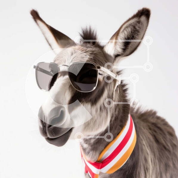 Intra Συλλεκτικό Ξύλινο Παζλ Plywood  4mm - Εικόνα ενός κουλ γαϊδάρου που φοράει γυαλιά ηλίου Σε Ξύλινο Κουτί - Διαστάσεις: 10x10 cm – 25 κομμάτια