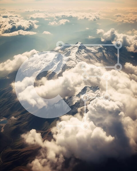 Intra Συλλεκτικό Ξύλινο Παζλ Plywood  4mm - Όμορφη εναέρια άποψη της συννεφιασμένης οροσειράς Σε Ξύλινο Κουτί - Διαστάσεις: 10x10 cm – 25 κομμάτια