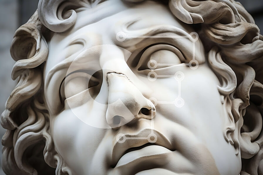 Intra Συλλεκτικό Ξύλινο Παζλ Plywood  4mm - Λεπτομερής εικόνα ενός μαρμάρινου αγάλματος με στέμμα Σε Ξύλινο Κουτί - Διαστάσεις Puzzle: 10x10 cm – 25 κομμάτια