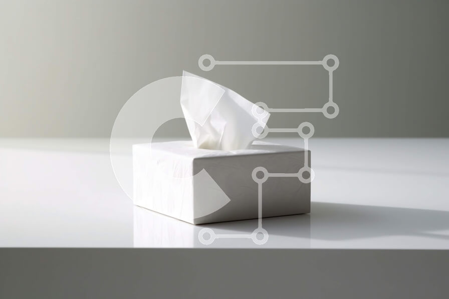 Intra Συλλεκτικό Ξύλινο Παζλ Plywood  4mm - Απλό και κομψό κουτί από λευκό χαρτομάντιλο στο τραπέζι Σε Ξύλινο Κουτί - Διαστάσεις: 10x10 cm – 25 κομμάτια