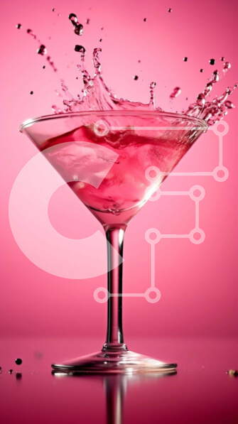 Intra Συλλεκτικό Ξύλινο Παζλ Plywood  4mm - Νόστιμο ροζ κοκτέιλ σε ποτήρι Martini Σε Ξύλινο Κουτί - Διαστάσεις: 10x10 cm – 25 κομμάτια