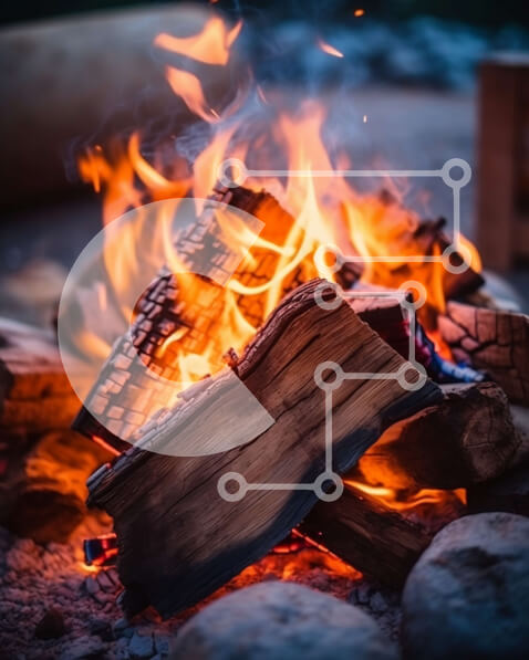 Intra Συλλεκτικό Ξύλινο Παζλ Plywood  4mm - Άνετη φωτιά με φλόγες και κορμούς Σε Ξύλινο Κουτί - Διαστάσεις Puzzle: 10x10 cm – 25 κομμάτια