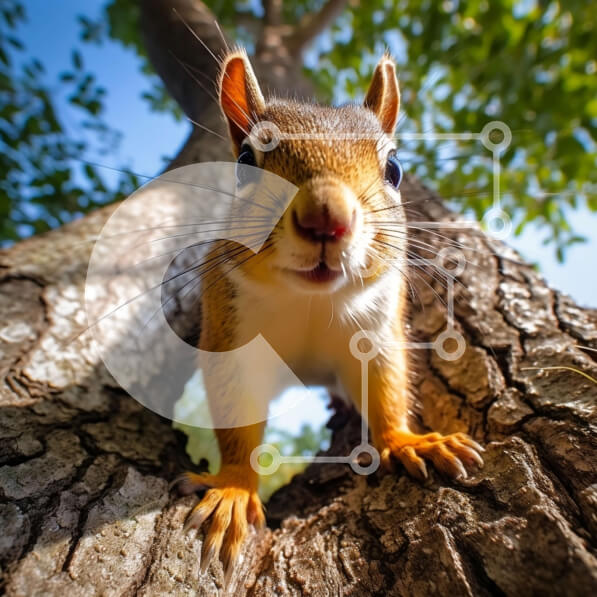 Intra Συλλεκτικό Ξύλινο Παζλ Plywood  4mm - Χαριτωμένη φωτογραφία του σκίουρου που κρυφοκοιτάζει από πίσω από τον κορμό του δέντρου Σε Ξύλινο Κουτί - Διαστάσεις: 10x10 cm – 25 κομμάτια