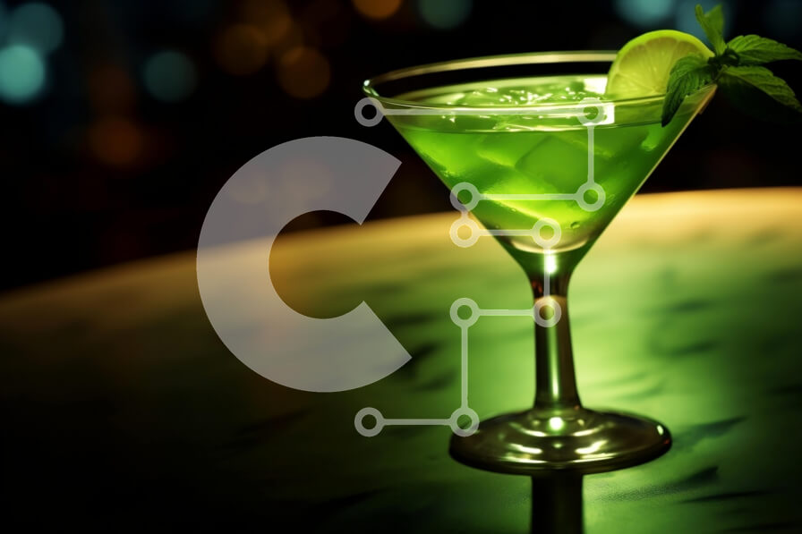 Σετ των 2 Intra Συλλεκτικό Ξύλινο Παζλ Plywood  4mm - Συνταγή πράσινου κοκτέιλ με λάιμ σε ποτήρι Martini Σε Ξύλινο Κουτί - Διαστάσεις: 10x10 cm – 25 κομμάτια