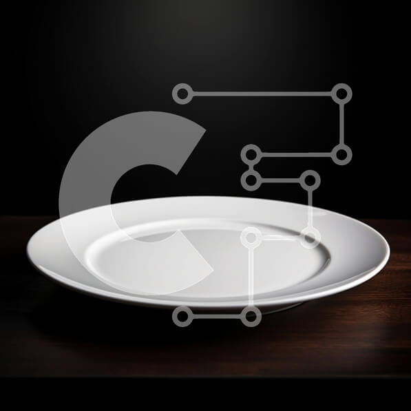 Σετ των 2 Intra Συλλεκτικό Ξύλινο Παζλ Plywood  4mm - Άδειο λευκό πιάτο σε σκούρο ξύλινο τραπέζι Σε Ξύλινο Κουτί - Διαστάσεις: 10x10 cm – 25 κομμάτια