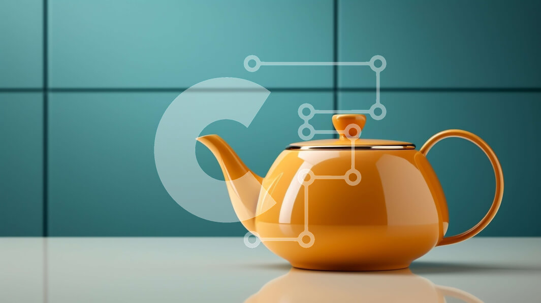 Intra Συλλεκτικό Ξύλινο Παζλ Plywood  4mm - Πορτοκαλί τσαγιέρα στο τραπέζι μπροστά από τον μπλε τοίχο Σε Ξύλινο Κουτί - Διαστάσεις: 10x10 cm – 25 κομμάτια