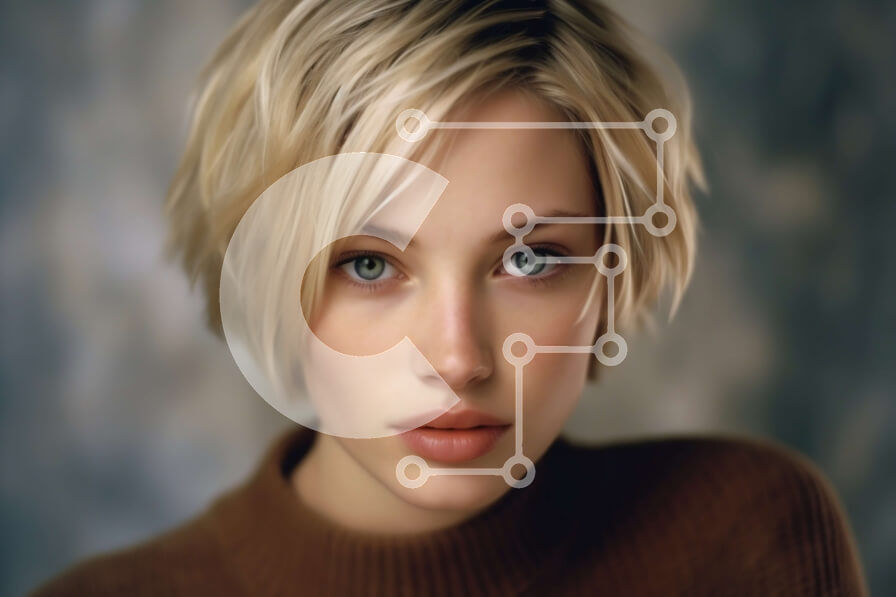 Intra Συλλεκτικό Ξύλινο Παζλ Plywood  4mm - Όμορφη εικόνα μιας γυναίκας με ξανθά μαλλιά και μπλε μάτια Σε Ξύλινο Κουτί - Διαστάσεις Puzzle: 10x10 cm – 25 κομμάτια