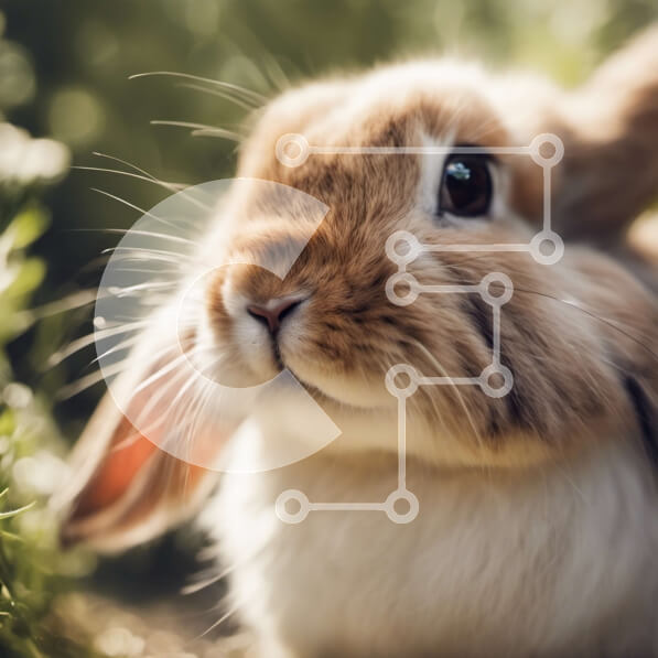 Intra Συλλεκτικό Ξύλινο Παζλ Plywood  4mm - Κοντινό πλάνο ενός περίεργου κουνελιού Σε Ξύλινο Κουτί - Διαστάσεις: 10x10 cm – 25 κομμάτια