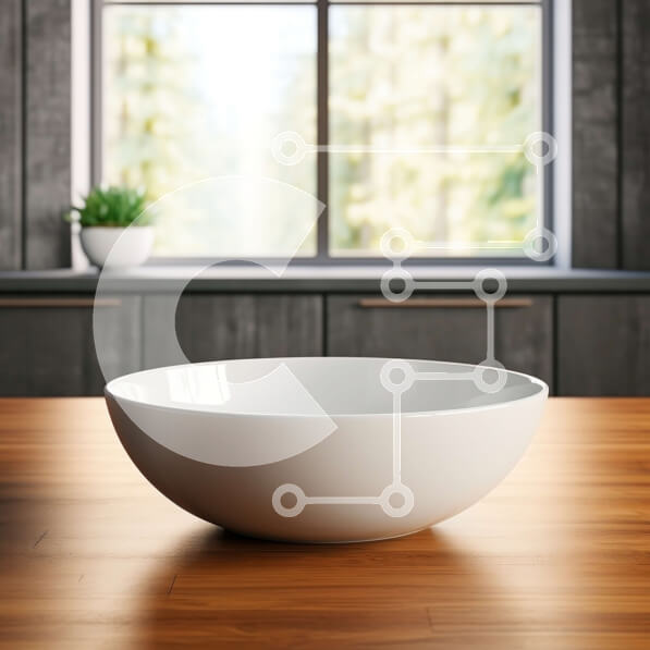 Intra Συλλεκτικό Ξύλινο Παζλ Plywood  4mm - Λευκό κεραμικό μπολ σε ξύλινο τραπέζι με θέα στο παράθυρο Σε Ξύλινο Κουτί - Διαστάσεις Puzzle: 10x10 cm – 25 κομμάτια