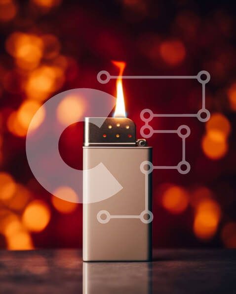 Intra Συλλεκτικό Ξύλινο Παζλ Plywood  4mm - Ασημί αναπτήρας με φλόγα που τρεμοπαίζει Σε Ξύλινο Κουτί - Διαστάσεις: 10x10 cm – 25 κομμάτια