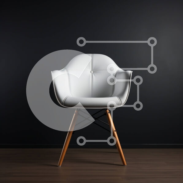 Intra Συλλεκτικό Ξύλινο Παζλ Plywood  4mm - Μοντέρνα λευκή δερμάτινη καρέκλα με ξύλινο σκελετό και πόδια Σε Ξύλινο Κουτί - Διαστάσεις Puzzle: 10x10 cm – 25 κομμάτια