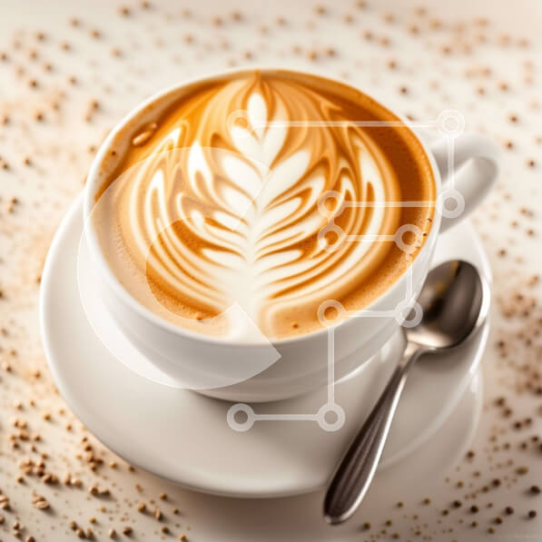 Σετ των 2 Intra Συλλεκτικό Ξύλινο Παζλ Plywood  4mm - Κομψό λευκό φλιτζάνι καφέ με σχέδιο φύλλων Latte Art Σε Ξύλινο Κουτί - Διαστάσεις: 10x10 cm – 25 κομμάτια