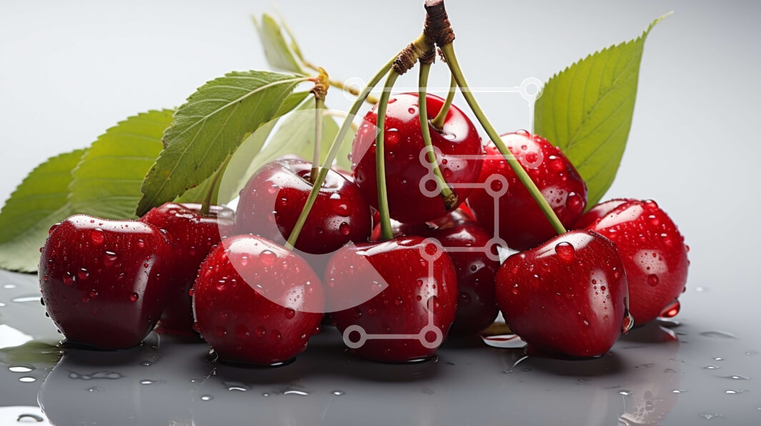 Σετ των 2 Intra Συλλεκτικό Ξύλινο Παζλ Plywood  4mm - Νόστιμη εικόνα από φρέσκα κόκκινα κεράσια με πράσινα φύλλα Σε Ξύλινο Κουτί - Διαστάσεις: 10x10 cm – 25 κομμάτια